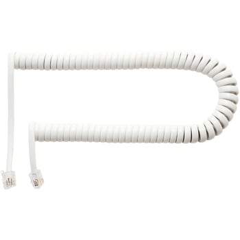 DC-J403L/WH 受話器用カールコード 0.3m クロス結線 片側ロング