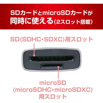 SD microSDカードリーダライタ USB-Aダークシルバー MCO