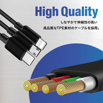 3in1 USBケーブル 巻き取り式 トライメイト