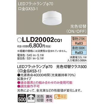 LLD20002CQ1 LEDフラットランプ 光色切替タイプ 1個 パナソニック 