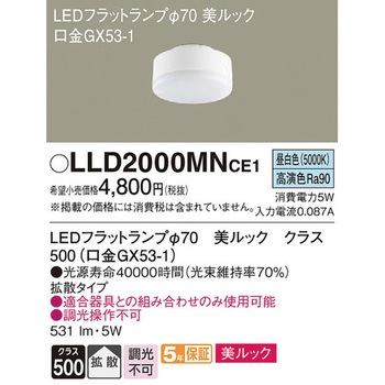 LEDフラットランプ 単色タイプ 美ルック Panasonic(パナソニック)