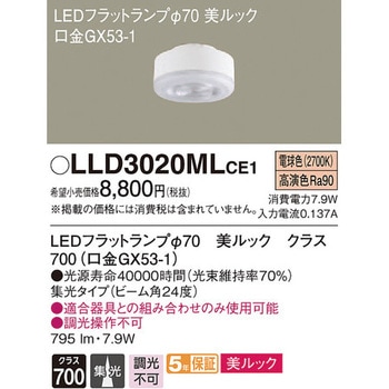 LEDフラットランプ 単色タイプ 美ルック Panasonic(パナソニック)