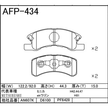 AFP-434 ディスクパッド 1セット 冨士ブレーキ工業 【通販サイトMonotaRO】