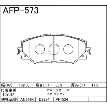 AFP-573 ディスクパッド 1セット 冨士ブレーキ工業 【通販サイトMonotaRO】