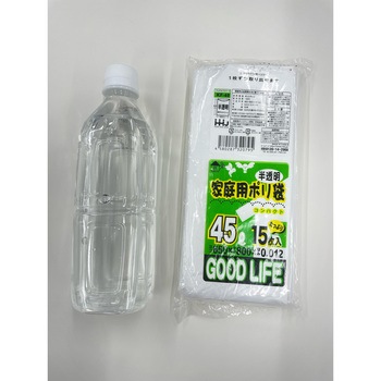コンパクトポリ袋45L 半透明 15枚 0．012 ハウスホールドジャパン