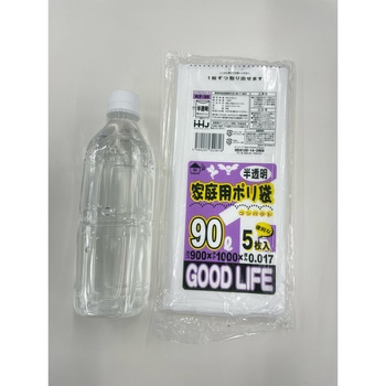 コンパクトポリ袋90L 半透明 5枚 0．017 ハウスホールドジャパン