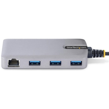 USBハブ/USB Type-A 接続/イーサネットアダプター内蔵/5Gbps/3ポートxUSB 3.2 Gen 1/バスパワー/30cm長尺ケーブル/USB 3.0 ポータブル RJ45 LAN 増設 拡張 スプリッター StarTech.com