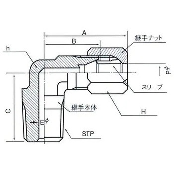 銅管用 くい込み継手 B1型 3.5MPa GL-2型 エルボニップル 常栄継手工業