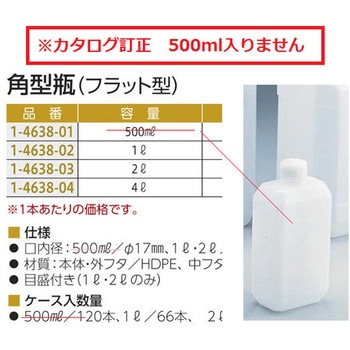 角型瓶 フラット型 未滅菌 アズワン
