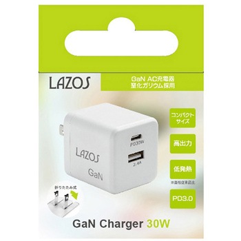 窒化ガリウムAC充電器 2口 C PD +Aポート L-AC-Gシリーズ Lazos