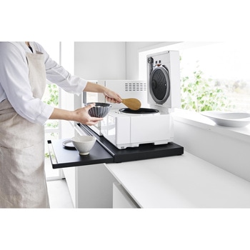 キッチン家電下スライドテーブル タワー W80 ブラック 山崎実業