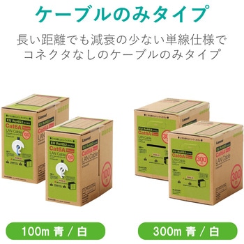 LANケーブル CAT6A対応 EU RoHS指令準拠 コネクタ無し 単線 リレックス 100m エレコム