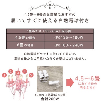 シャンデリア 軽量 5灯 白熱電球付き LED対応 6畳 間接照明 萩原