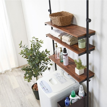 つっぱり 洗濯機ラック 選べる 2サイズ 幅 70  幅 90 天井 突っ張り式 ランドリーラック 萩原