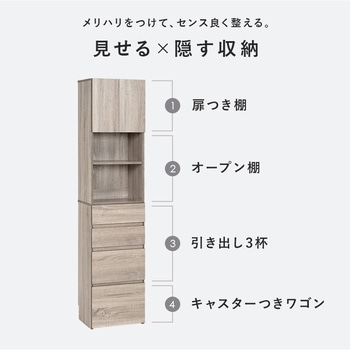 ハイタイプ 隙間収納 幅 41 cm キッチン ラック 収納 食器棚 萩原