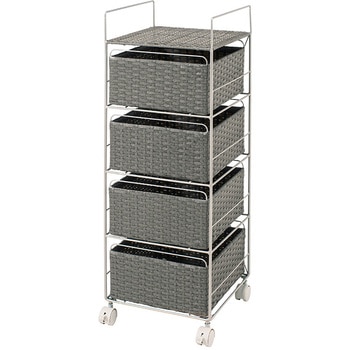 RAN-2434GY ランドリー 収納 バスケット 4段 幅 30 cm 薄型