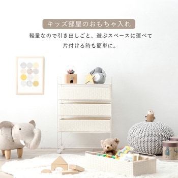 ランドリー 収納 バスケット 4段 幅 60 cm 薄型 スリム キャスター付き ラタン風 萩原