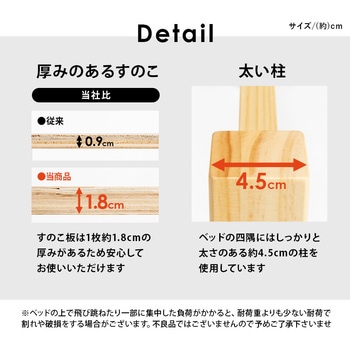ベッド すのこベッド 【約3分で組立完了】 工具不要 & ネジ 無し シングル ちょい置き 棚付き コンセント付き 耐荷重 200kg 萩原