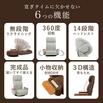 360度 回転 座椅子 リクライニング 付き 座面 ポケットコイル 使用 完成品 萩原