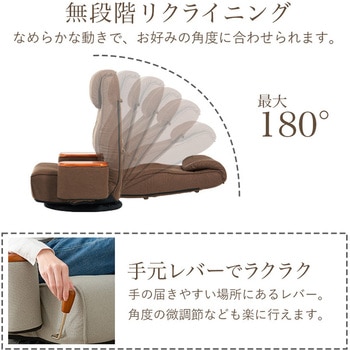 360度 回転 座椅子 リクライニング 付き 座面 ポケットコイル 使用 完成品 萩原