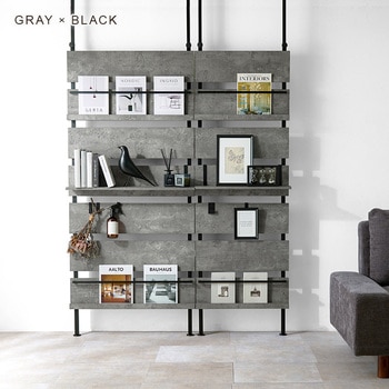 突っ張り式 マガジンラック 選べる 幅 80 cm / 60 cm 天井 突っ張り 棚 萩原