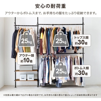 伸縮自在 突っ張り式 ハンガーラック 幅 158 ～ 198 cm 天井 突っ張り 棚 萩原