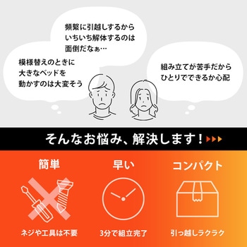 ベッド すのこベッド ヘッドレス フロアベッド 頑丈タイプ 【 約3分で組立完了 】 工具不要 & ネジ 無し セミダブル  耐荷重 350kg 萩原