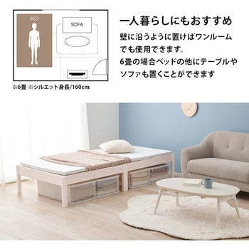 ベッド すのこベッド ヘッドレス フロアベッド 頑丈タイプ 【 約3分で組立完了 】 工具不要 & ネジ 無し セミダブル  耐荷重 350kg 萩原
