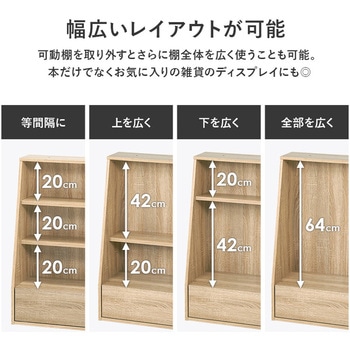 1cm 刻みで調節できる 本棚 大容量 【 選べるサイズ 幅60 / 幅90 cm 】ハイタイプ 薄型 省スペース - 萩原