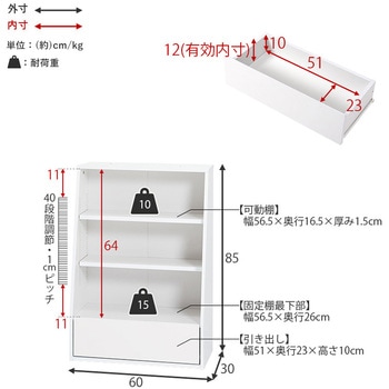 1cm 刻みで調節できる 本棚 大容量 【 選べるサイズ 幅60 / 幅90 cm 】ハイタイプ 薄型 省スペース 萩原