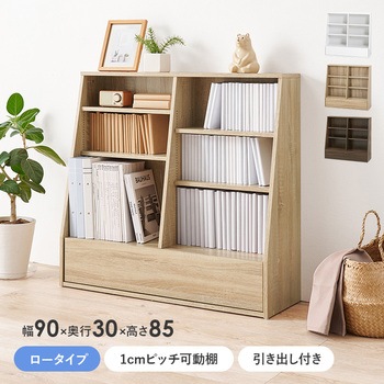 1cm 刻みで調節できる 本棚 大容量 【 選べるサイズ 幅60 / 幅90 cm 】ハイタイプ 薄型 省スペース 萩原