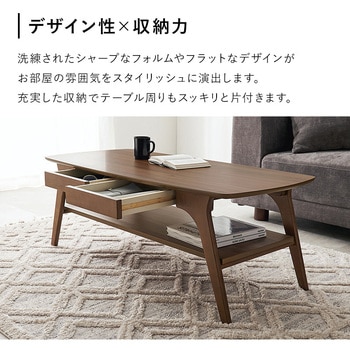引き出し 中棚 付き ローテーブル 幅110cm 萩原