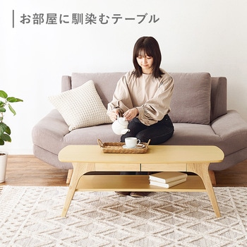 引き出し 中棚 付き ローテーブル 幅110cm 萩原
