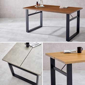 ダイニングテーブル 単品 スチール ロの字脚 ヴィンテージスタイル 幅 138 cm 4人用 萩原