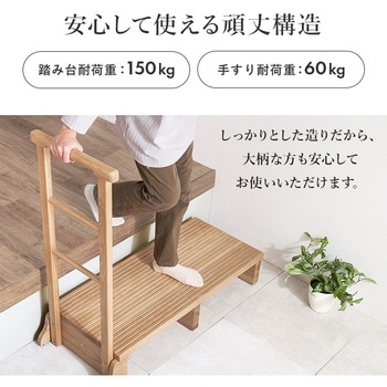 手すり付き 玄関踏み台 選べる3サイズ 幅 67 / 74 / 97 cm 萩原