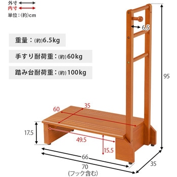 手すり付き 玄関 踏み台 選べる2サイズ ( 幅 70 / 100 cm) 萩原