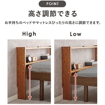 コンセント付き 後付け ヘッドボード 宮棚 選べる 4サイズ (  セミシングルショート / シングル / セミダブル / ダブル ) 萩原