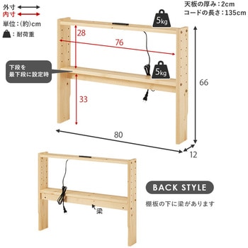 コンセント付き 後付け ヘッドボード 宮棚 選べる 4サイズ (  セミシングルショート / シングル / セミダブル / ダブル ) 萩原