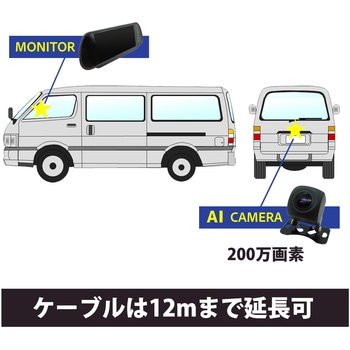 AI 機能付 ルームミラー取付型 7インチLCD  バックカメラセット ブロードウォッチ