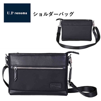 U．P renoma 革×ナイロン 横ショルダー 20112 ブラック U.P renoma