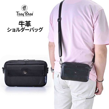 Troy Bros シュリンク 横ショルダーバッグM 7012 ブラック Troy Bros