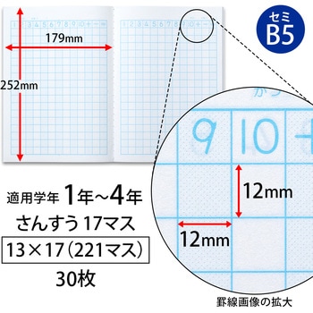 カレッジアニマル みんなの学習ノート セミB5 さんすう 17マス 日本ノート