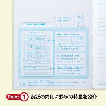 カレッジアニマル みんなの学習ノート A4 社会 5mm 中心リーダー入 日本ノート