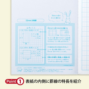 カレッジアニマル みんなの学習ノート A4 方眼 15mm 中心リーダー入 - 日本ノート