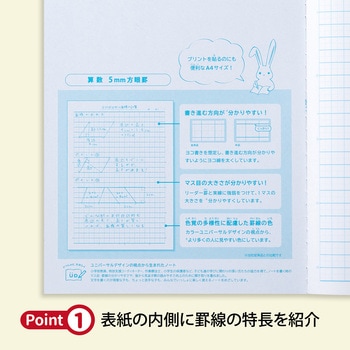 カレッジアニマル みんなの学習ノート A4 算数 5mm 中心リーダー入 - 日本ノート