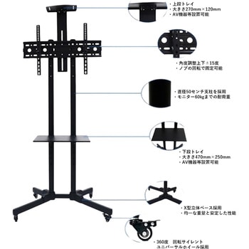 テレビ/モニター壁掛けスタンド・ローラー付き(VESA規格，角度調節，37～70型対応，LED・LCD対応) bitstrong