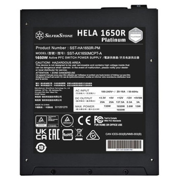 SilverStone HELA 1650R Cybenetics Platinum 1650W PCIe5フルモジュラーATX (PS2)電源 SST-HA1650R-PM SILVER STONE(シルバーストーン)