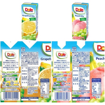 Dole(ドール) 果汁100% 200ml フルーツ(オレンジ・アップル・グレープ・パイナップル・グレープフルーツミックス・ストロベリーミックス・ピーチミックス・マスカットミックス・マンゴーミックス) 雪印メグミルク