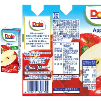 Dole(ドール) 果汁100% 200ml フルーツ(オレンジ・アップル) 雪印メグミルク