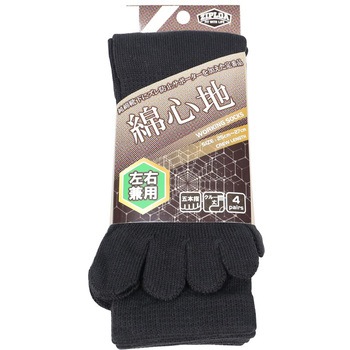 綿心地ソックス 5本指(左右兼用) 4P ZIPLOA